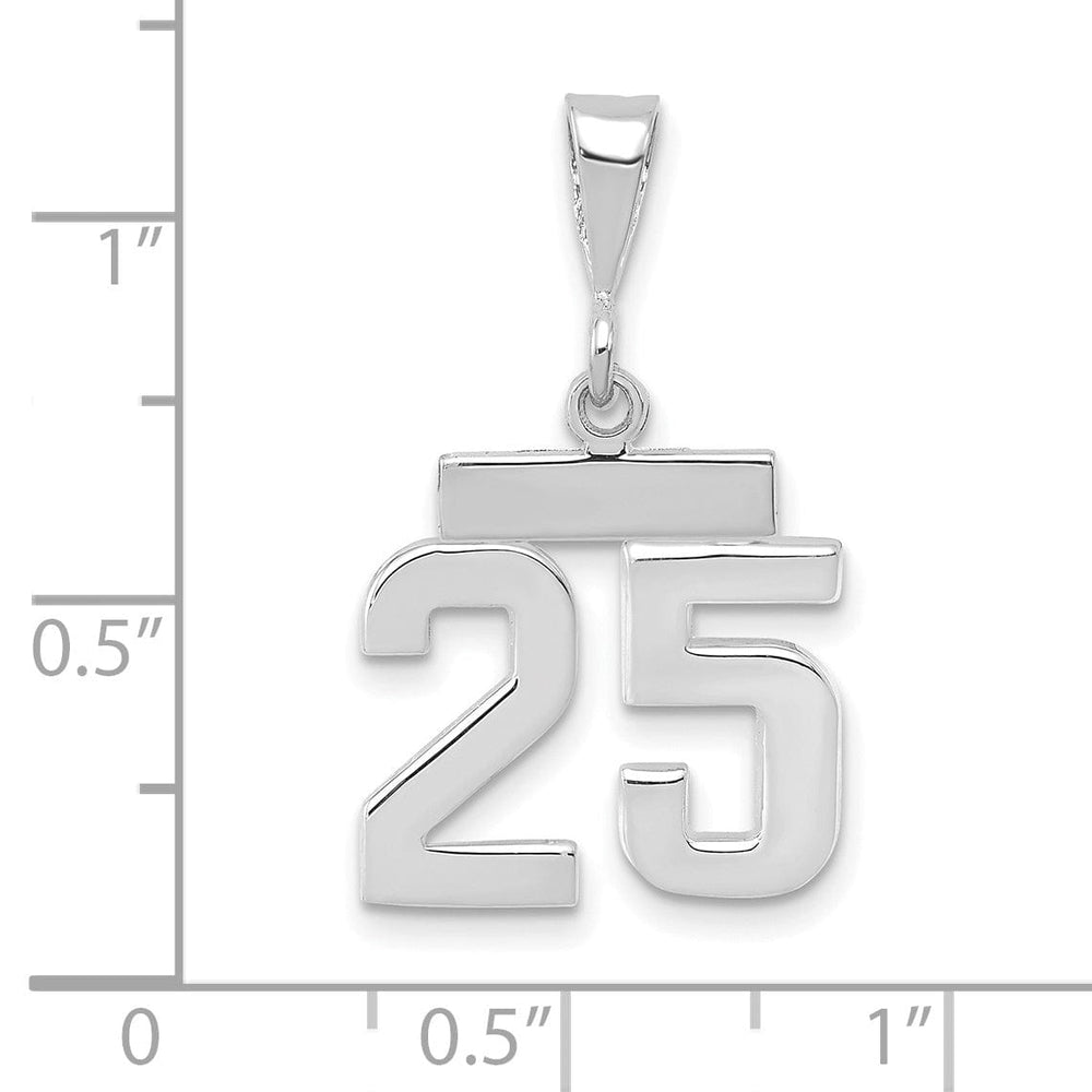 Lovely Rita's Pendants & Charms 14k White Gold Polished Finish Small Size Number 25 Charm Pendant