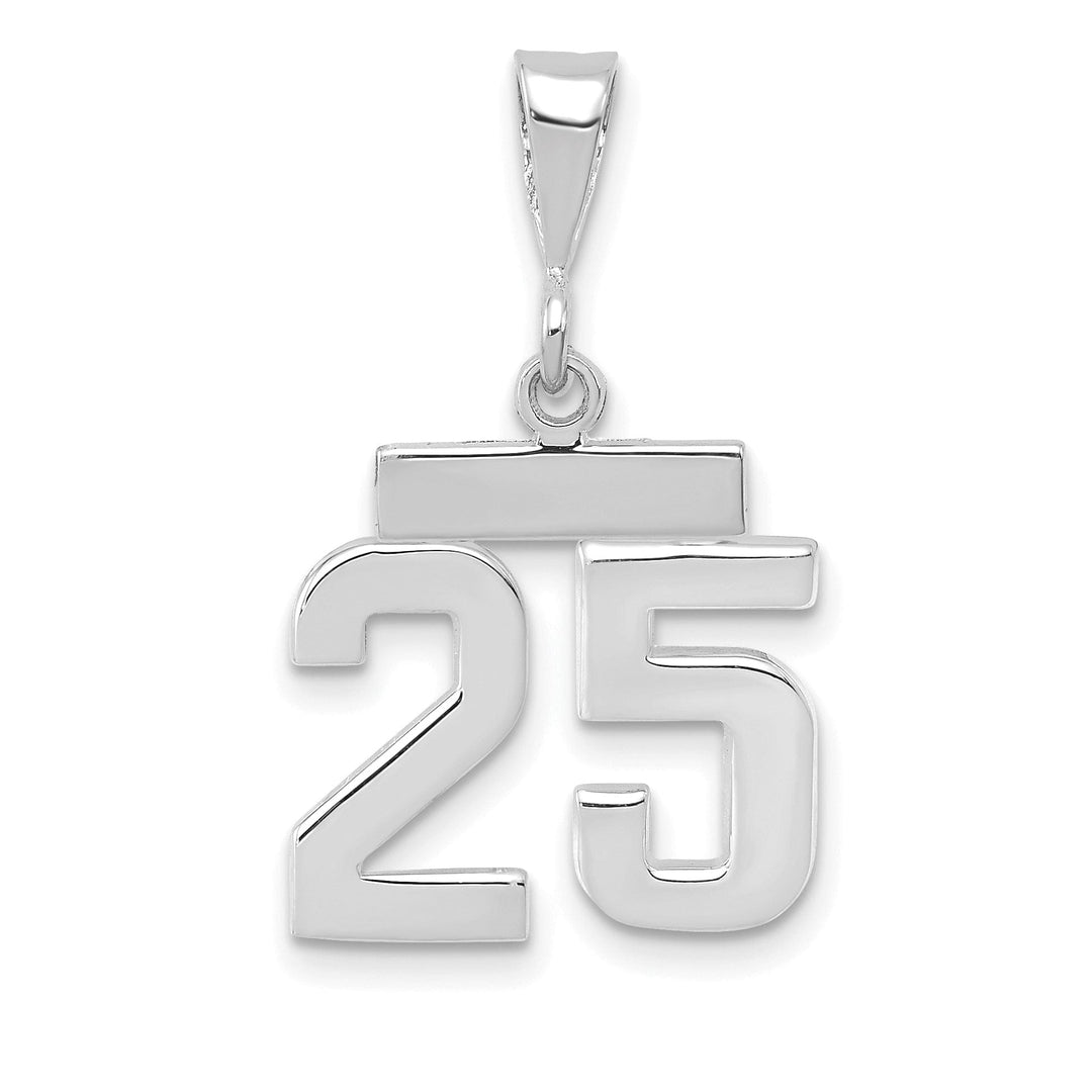 Lovely Rita's Pendants & Charms 14k White Gold Polished Finish Small Size Number 25 Charm Pendant