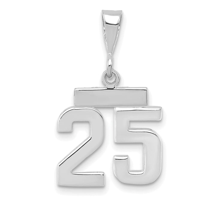 Lovely Rita's Pendants & Charms 14k White Gold Polished Finish Small Size Number 25 Charm Pendant