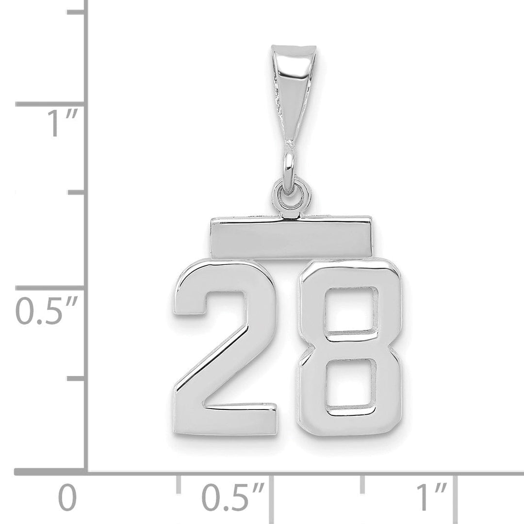 Lovely Rita's Pendants & Charms 14k White Gold Polished Finish Small Size Number 28 Charm Pendant