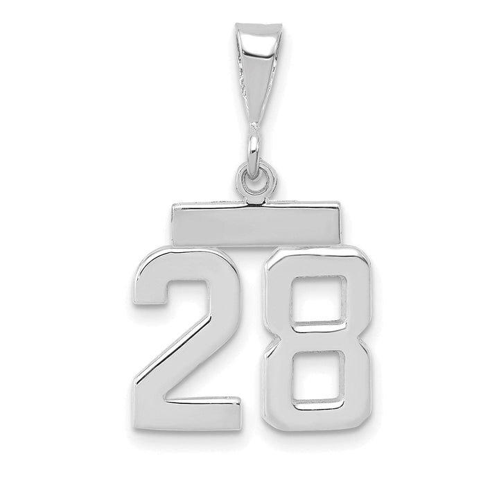 Lovely Rita's Pendants & Charms 14k White Gold Polished Finish Small Size Number 28 Charm Pendant