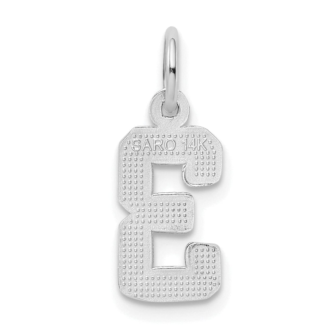 Lovely Rita's Pendants & Charms 14k White Gold Polished Finish Small Size Number 3 Charm Pendant