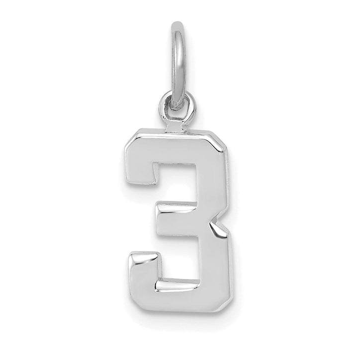Lovely Rita's Pendants & Charms 14k White Gold Polished Finish Small Size Number 3 Charm Pendant