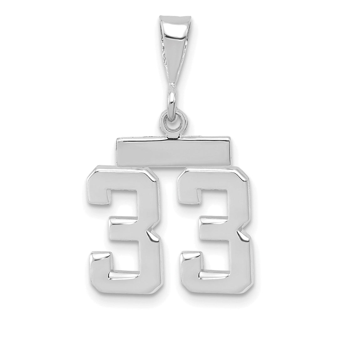 Lovely Rita's Pendants & Charms 14k White Gold Polished Finish Small Size Number 33 Charm Pendant