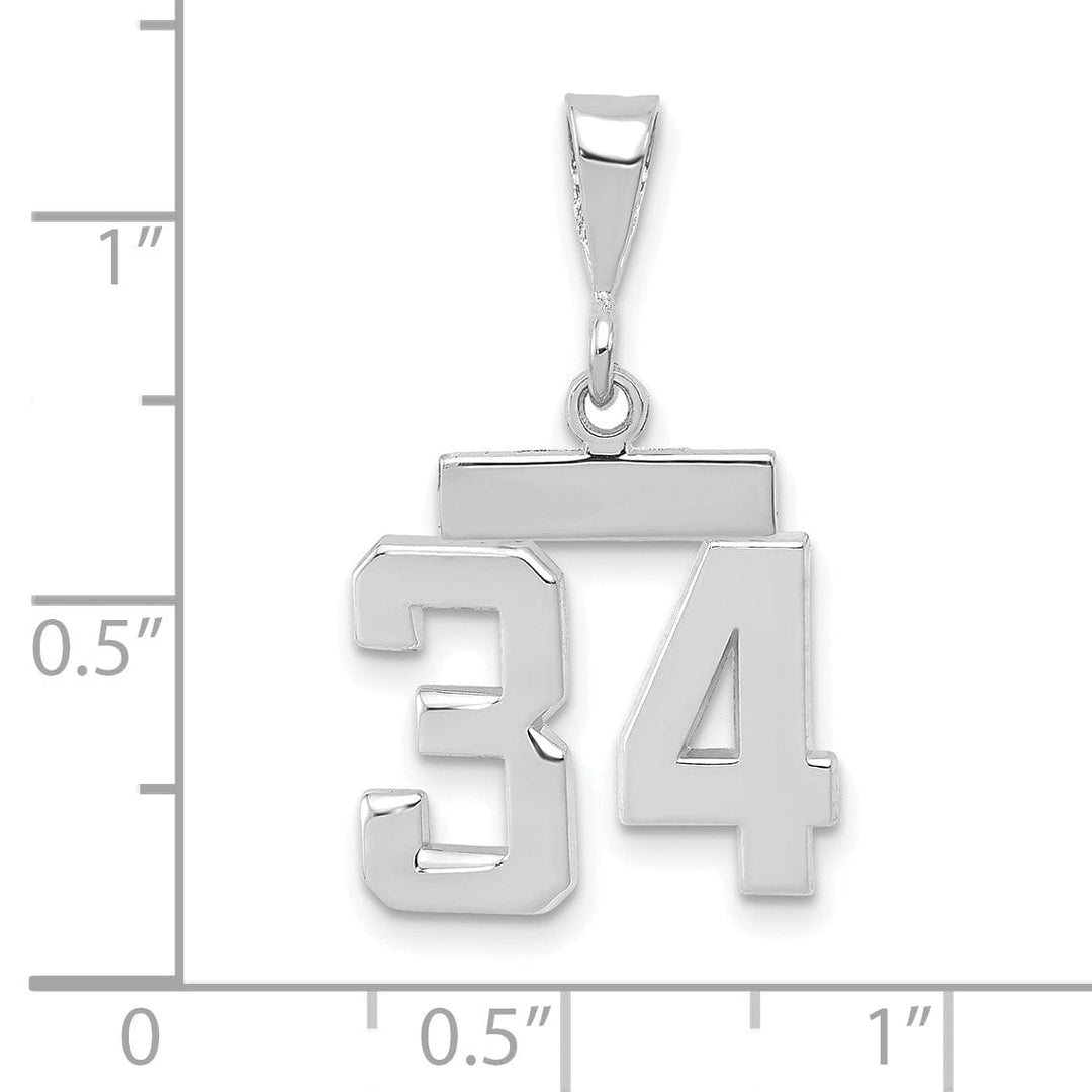 Lovely Rita's Pendants & Charms 14k White Gold Polished Finish Small Size Number 34 Charm Pendant
