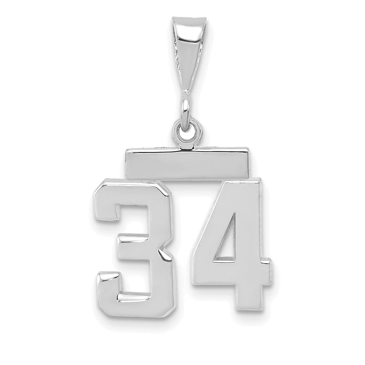 Lovely Rita's Pendants & Charms 14k White Gold Polished Finish Small Size Number 34 Charm Pendant