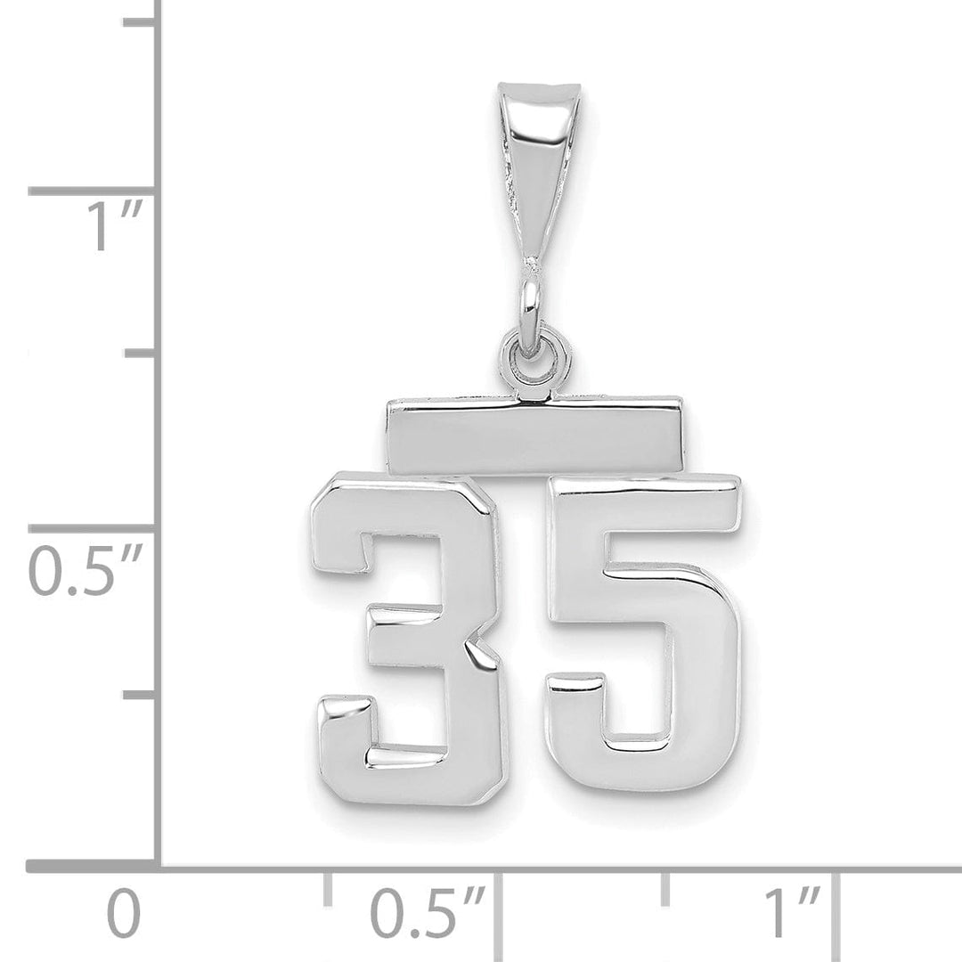 Lovely Rita's Pendants & Charms 14k White Gold Polished Finish Small Size Number 35 Charm Pendant