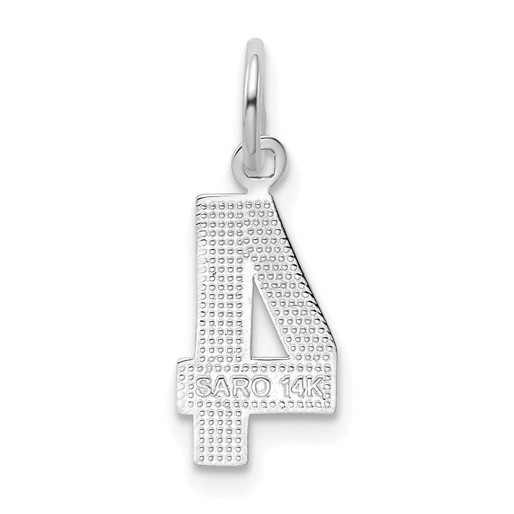 Lovely Rita's Pendants & Charms 14k White Gold Polished Finish Small Size Number 4 Charm Pendant