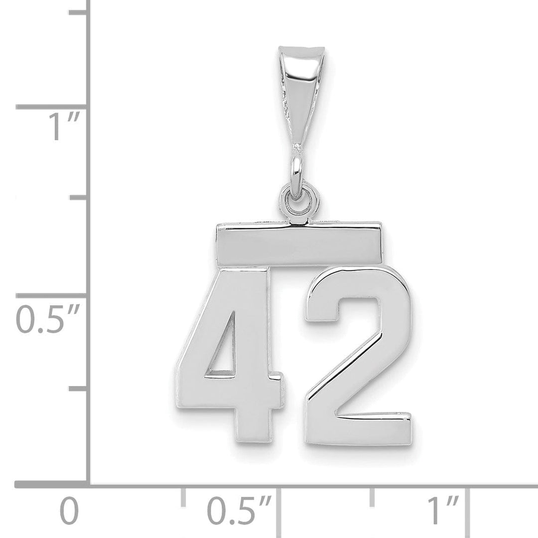 Lovely Rita's Pendants & Charms 14k White Gold Polished Finish Small Size Number 42 Charm Pendant