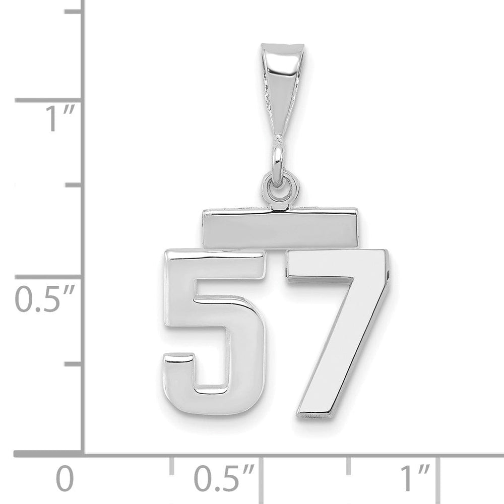 Lovely Rita's Pendants & Charms 14k White Gold Polished Finish Small Size Number 57 Charm Pendant