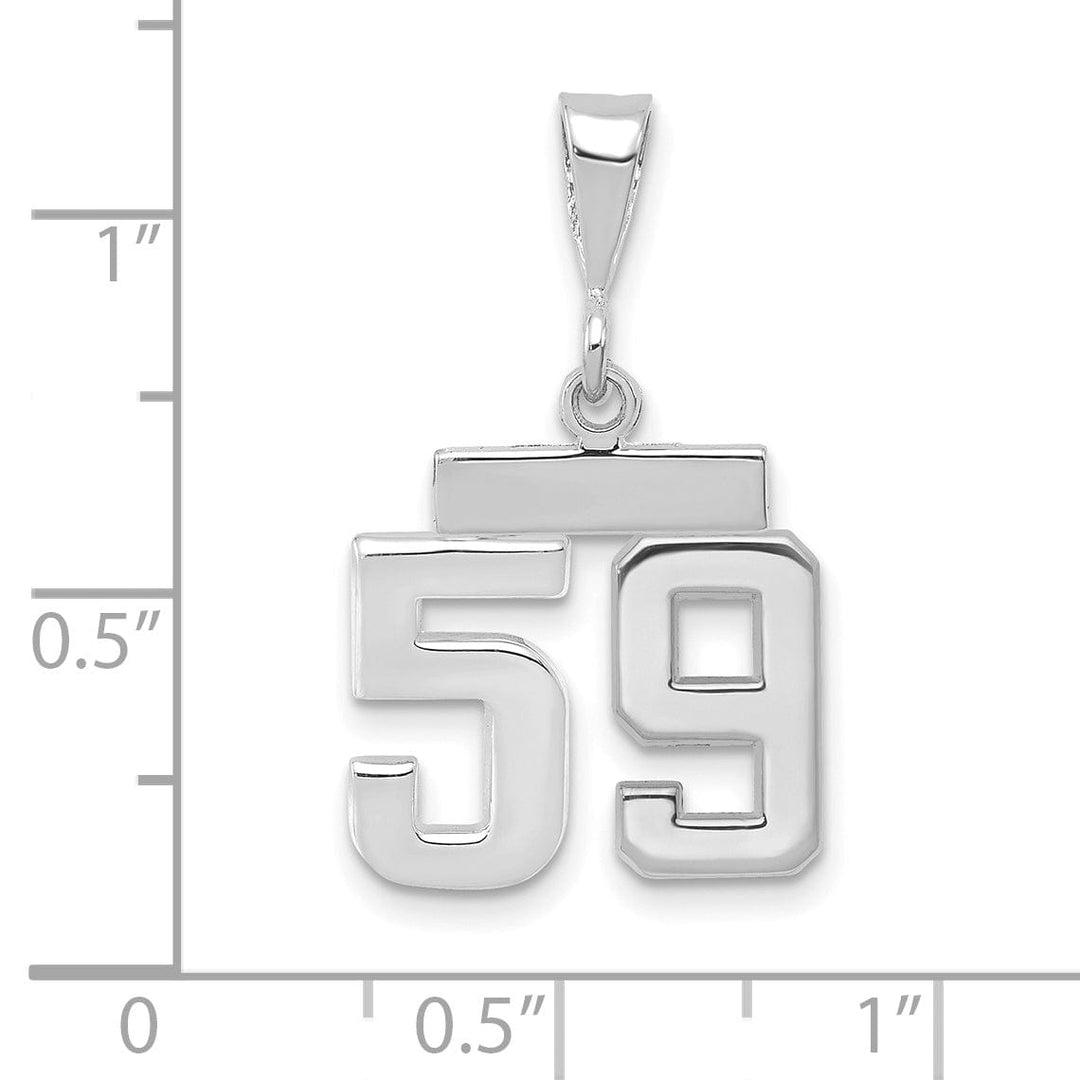 Lovely Rita's Pendants & Charms 14k White Gold Polished Finish Small Size Number 59 Charm Pendant