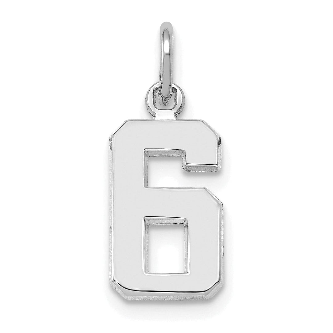 Lovely Rita's Pendants & Charms 14k White Gold Polished Finish Small Size Number 6 Charm Pendant