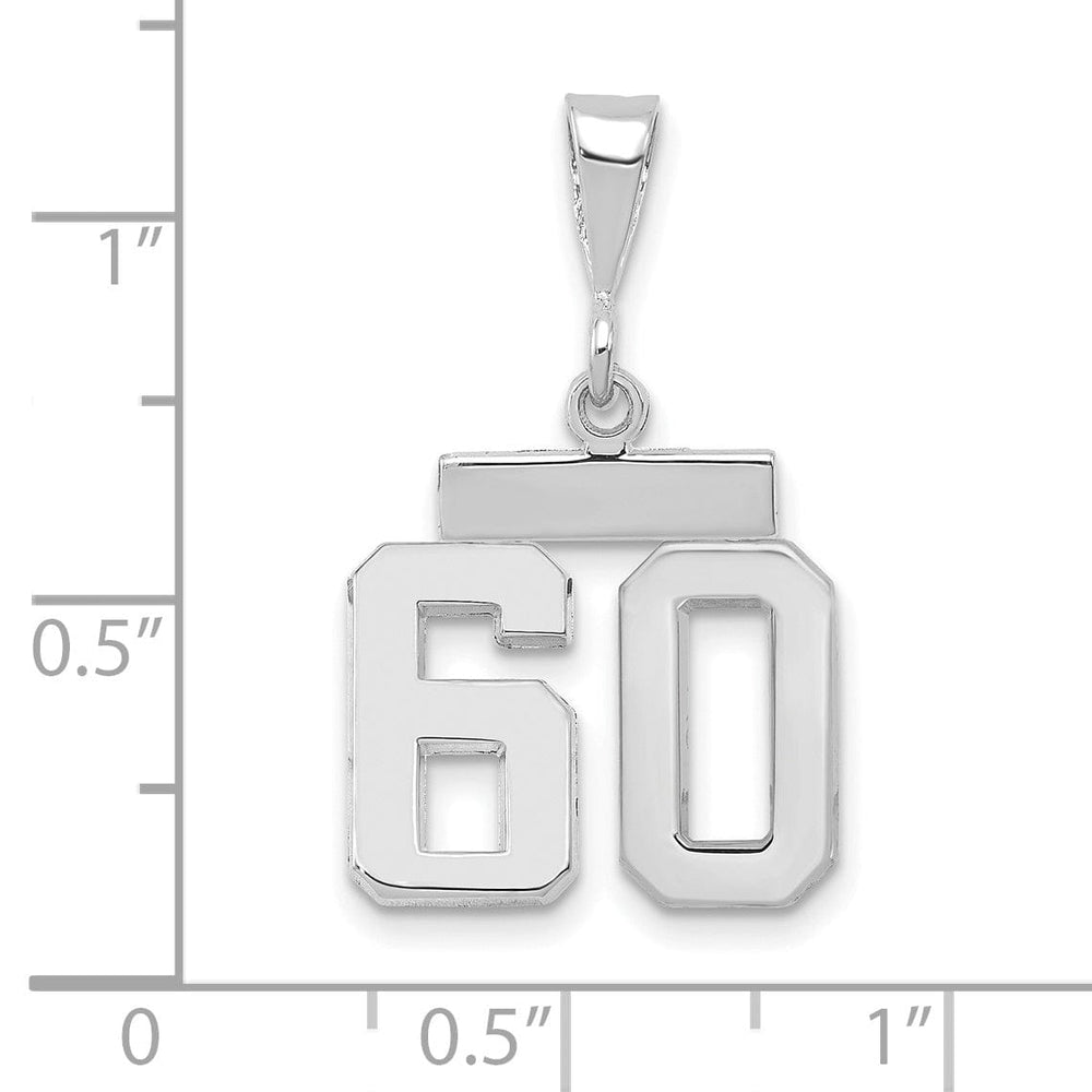 Lovely Rita's Pendants & Charms 14k White Gold Polished Finish Small Size Number 60 Charm Pendant