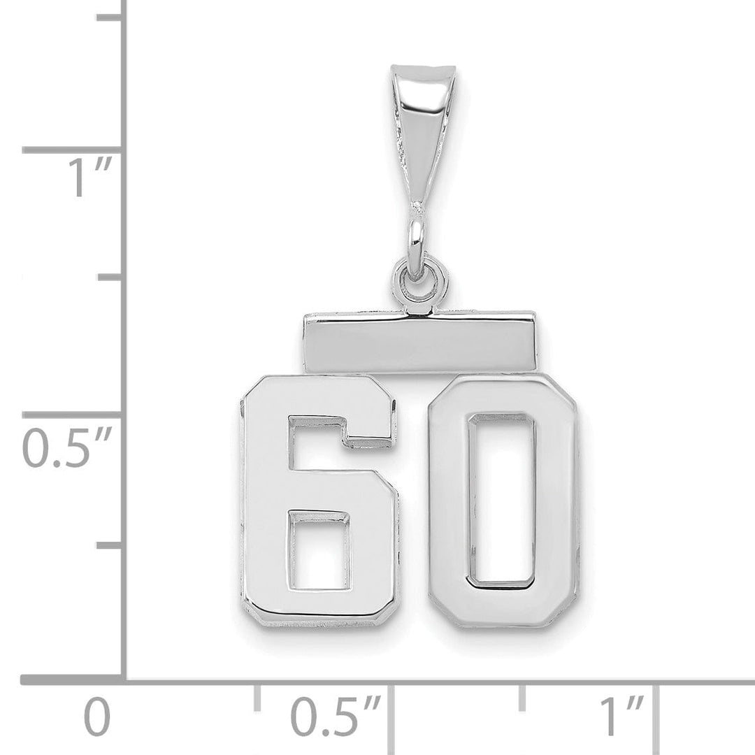Lovely Rita's Pendants & Charms 14k White Gold Polished Finish Small Size Number 60 Charm Pendant