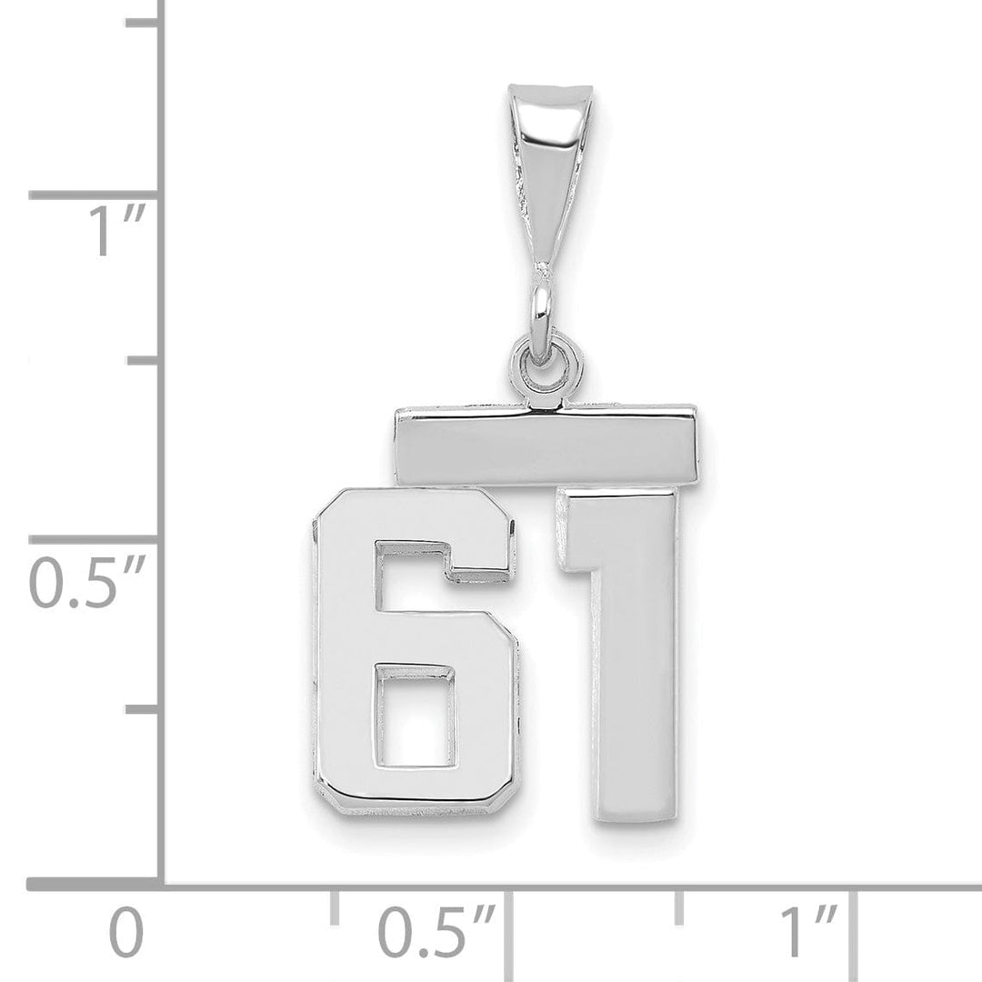 Lovely Rita's Pendants & Charms 14k White Gold Polished Finish Small Size Number 61 Charm Pendant