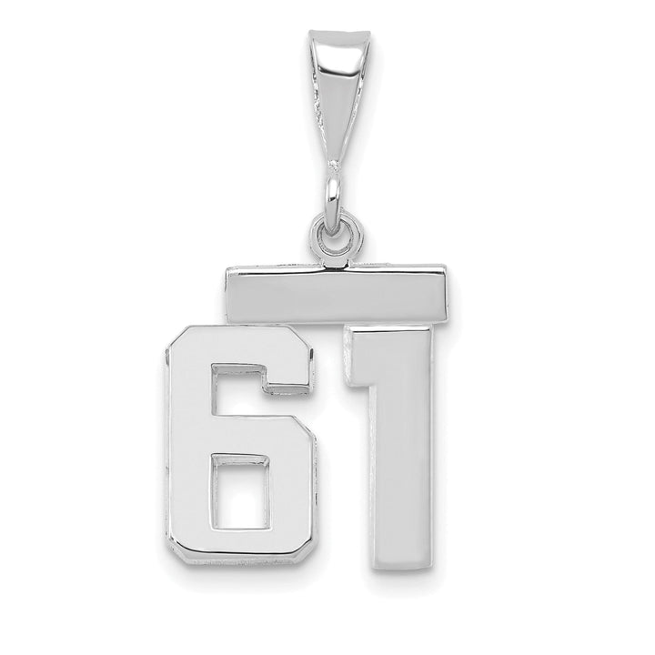 Lovely Rita's Pendants & Charms 14k White Gold Polished Finish Small Size Number 61 Charm Pendant