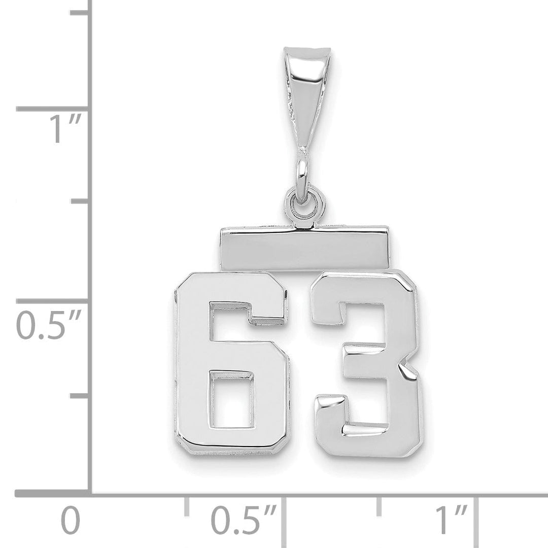 Lovely Rita's Pendants & Charms 14k White Gold Polished Finish Small Size Number 63 Charm Pendant