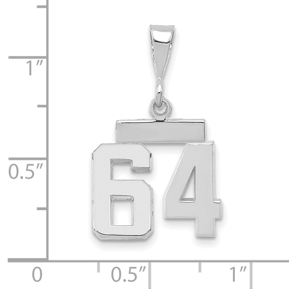 Lovely Rita's Pendants & Charms 14k White Gold Polished Finish Small Size Number 64 Charm Pendant