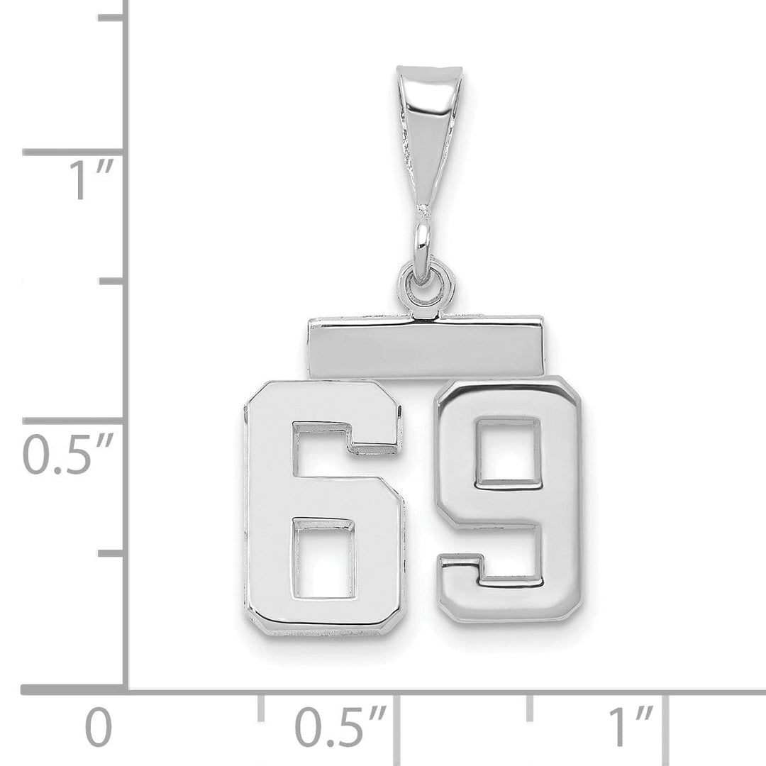 Lovely Rita's Pendants & Charms 14k White Gold Polished Finish Small Size Number 69 Charm Pendant