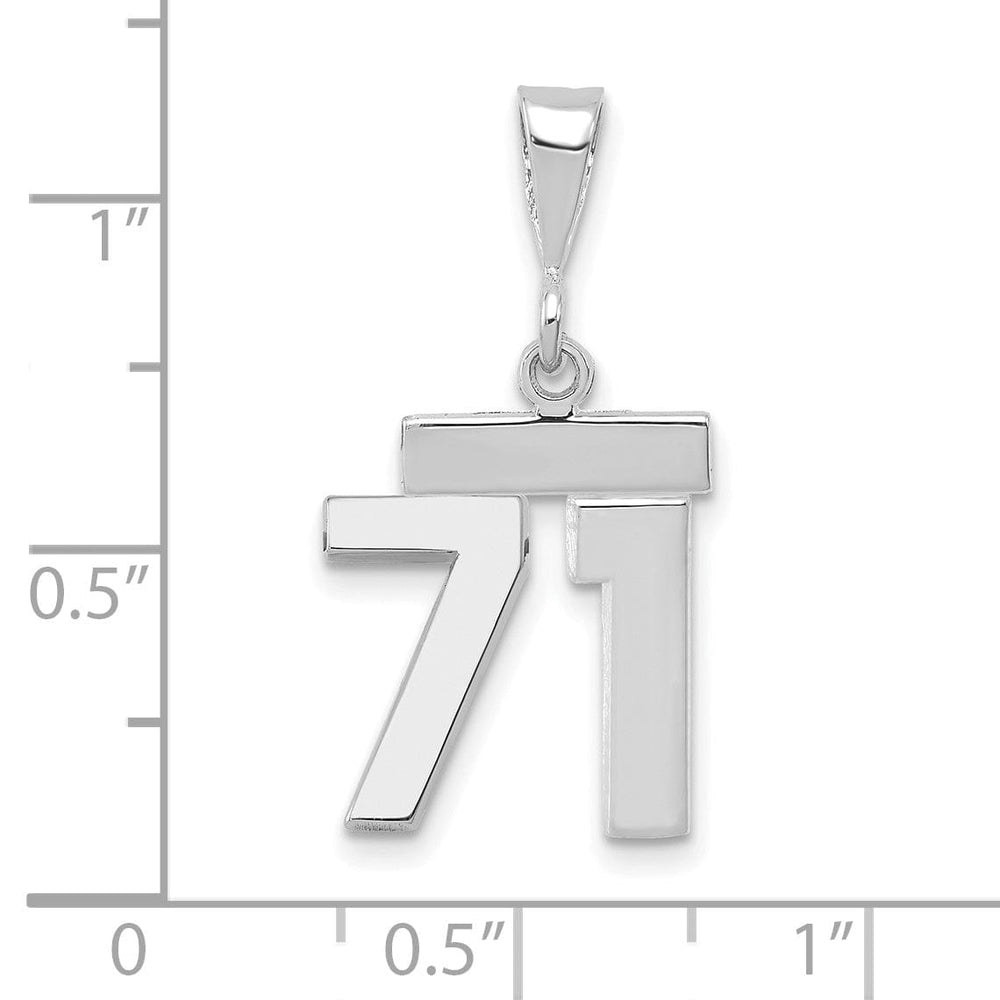 Lovely Rita's Pendants & Charms 14k White Gold Polished Finish Small Size Number 71 Charm Pendant