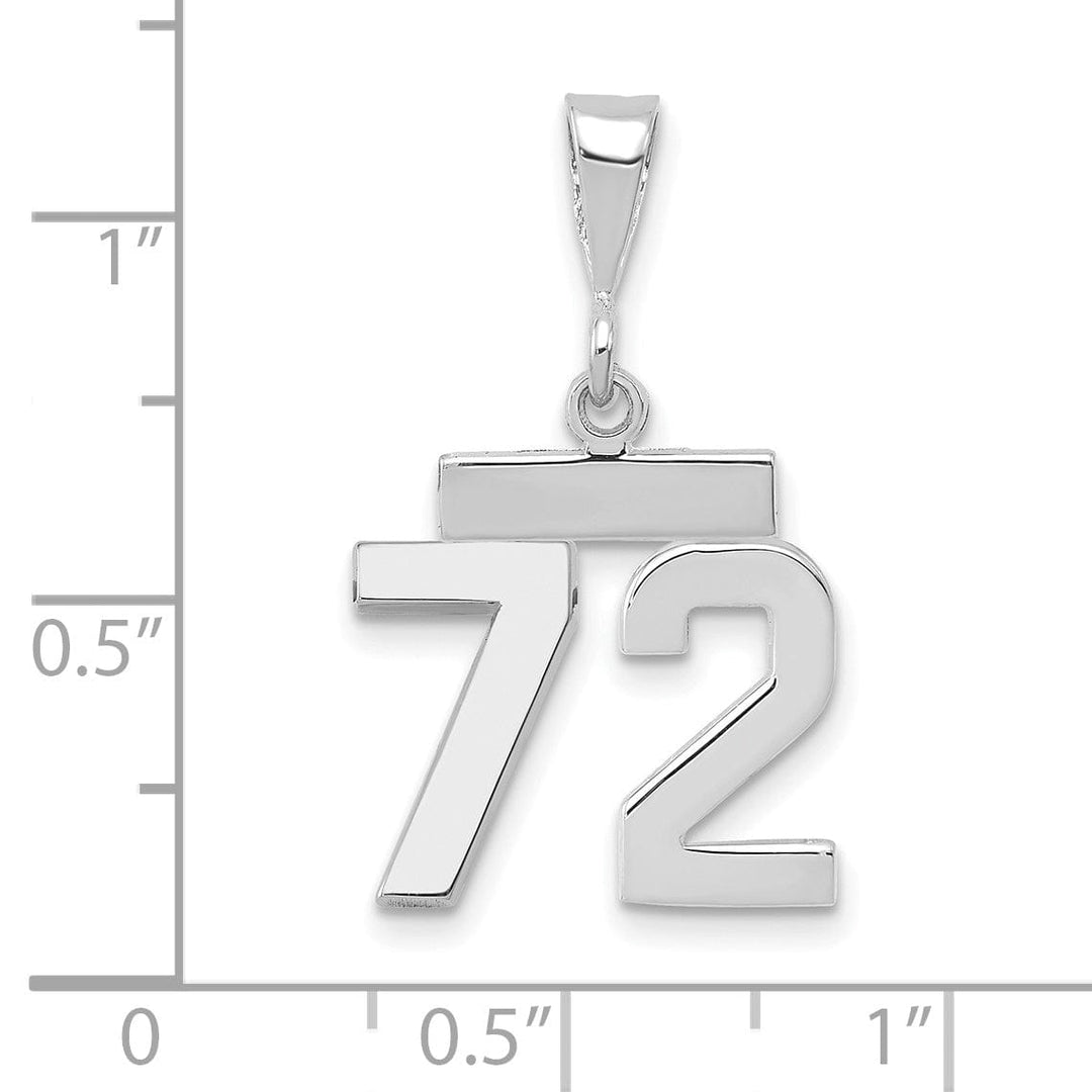 Lovely Rita's Pendants & Charms 14k White Gold Polished Finish Small Size Number 72 Charm Pendant