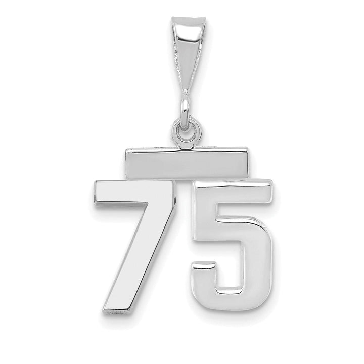 Lovely Rita's Pendants & Charms 14k White Gold Polished Finish Small Size Number 75 Charm Pendant