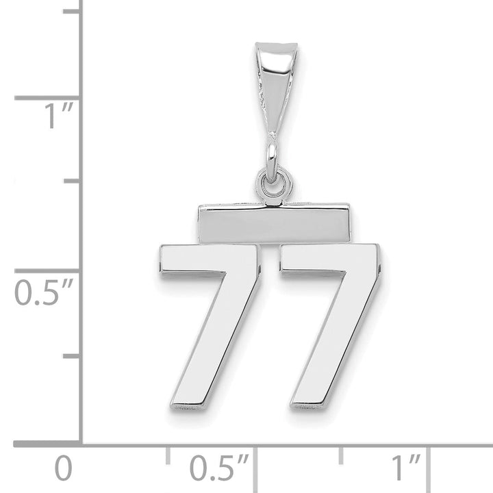 Lovely Rita's Pendants & Charms 14k White Gold Polished Finish Small Size Number 77 Charm Pendant