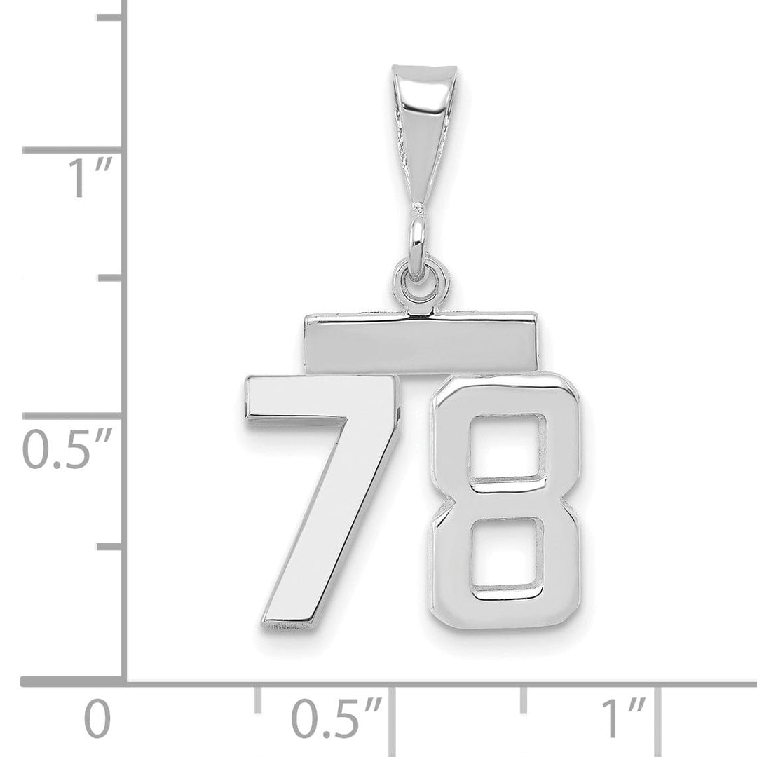 Lovely Rita's Pendants & Charms 14k White Gold Polished Finish Small Size Number 78 Charm Pendant