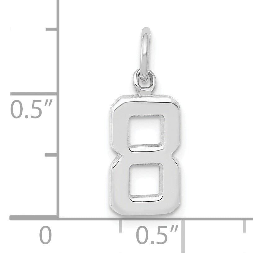Lovely Rita's Pendants & Charms 14k White Gold Polished Finish Small Size Number 8 Charm Pendant