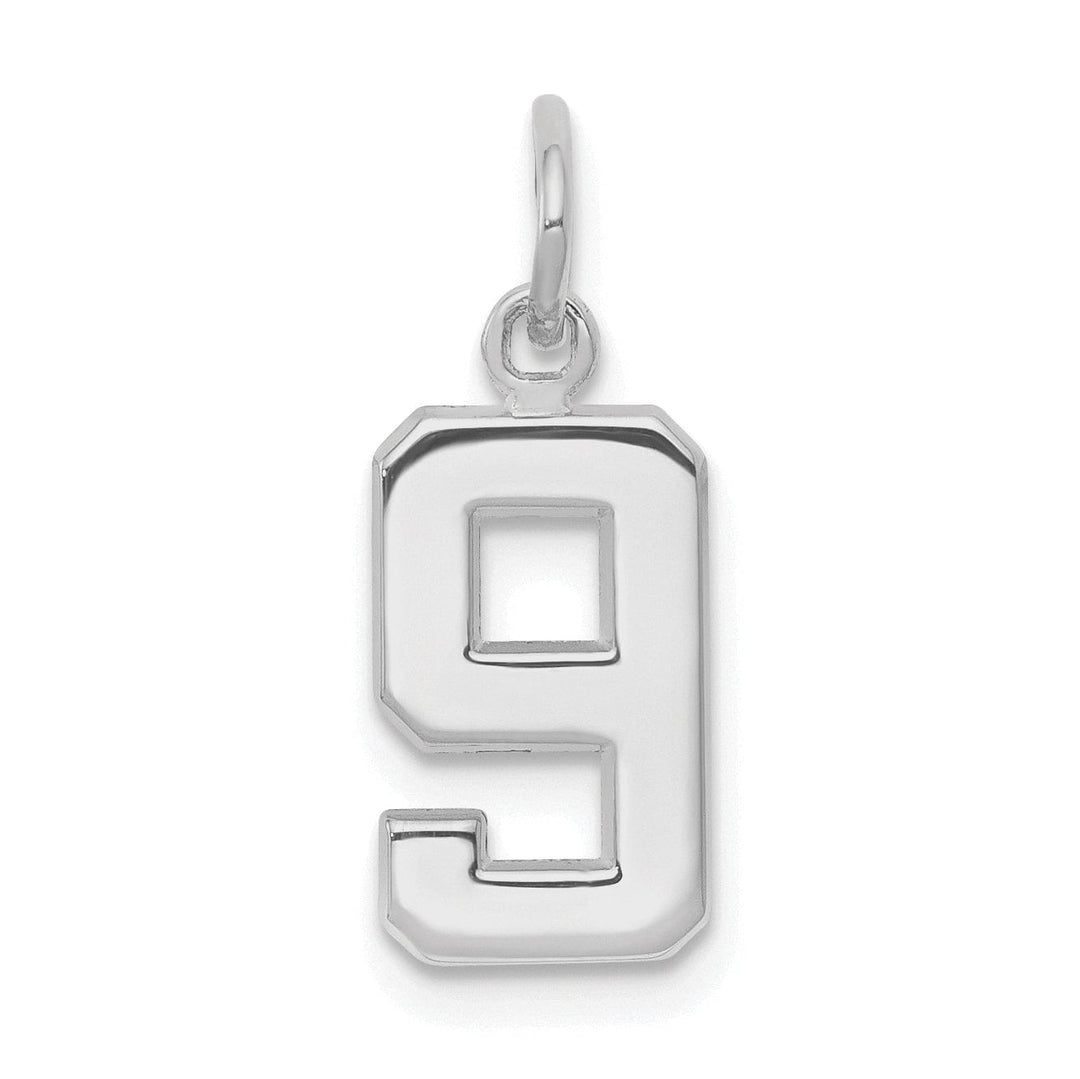 Lovely Rita's Pendants & Charms 14k White Gold Polished Finish Small Size Number 9 Charm Pendant