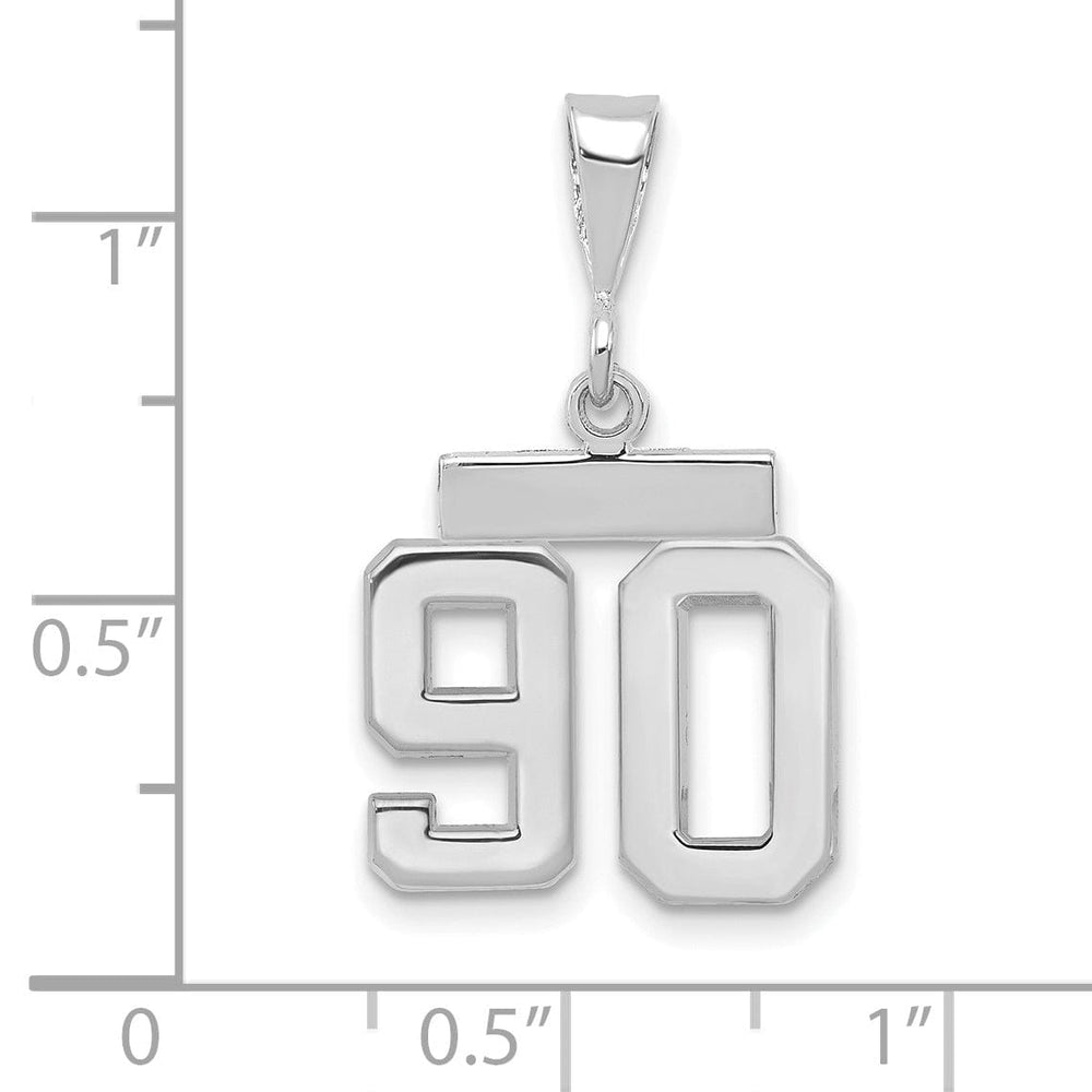 Lovely Rita's Pendants & Charms 14k White Gold Polished Finish Small Size Number 90 Charm Pendant