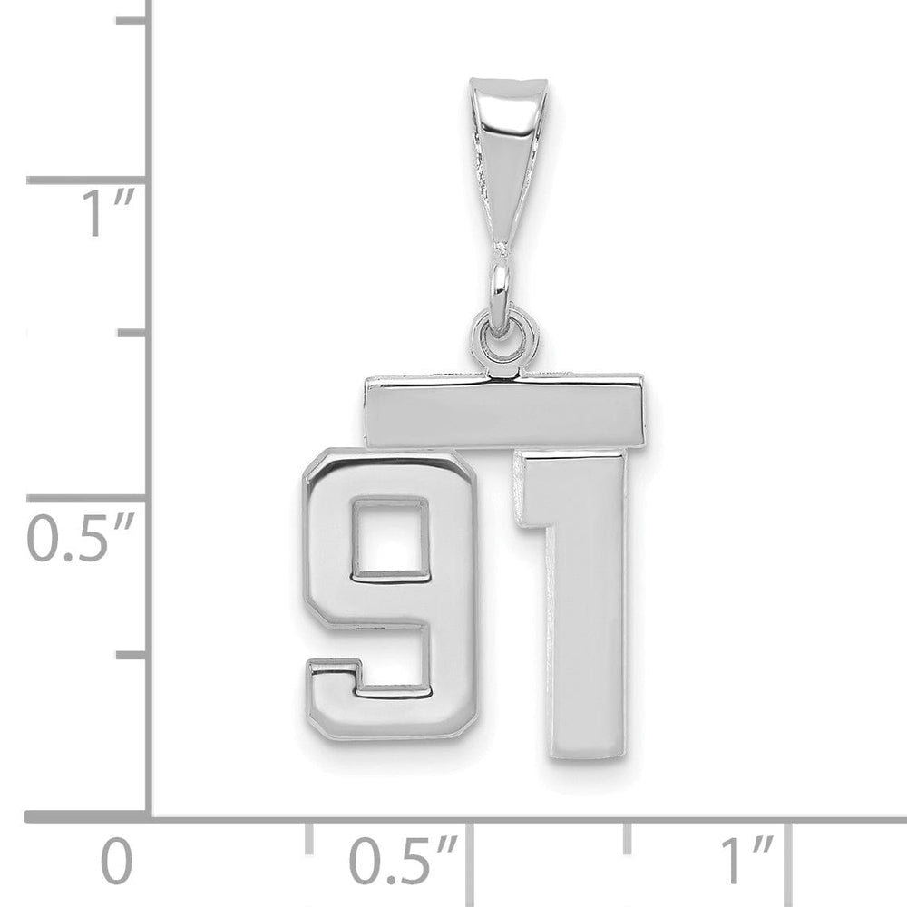 Lovely Rita's Pendants & Charms 14k White Gold Polished Finish Small Size Number 91 Charm Pendant