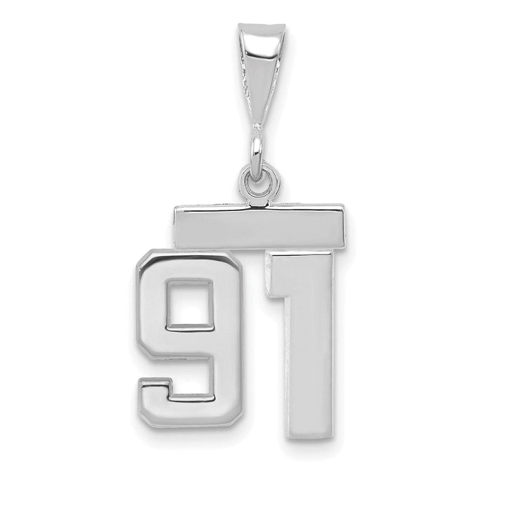 Lovely Rita's Pendants & Charms 14k White Gold Polished Finish Small Size Number 91 Charm Pendant