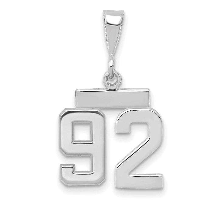 Lovely Rita's Pendants & Charms 14k White Gold Polished Finish Small Size Number 92 Charm Pendant