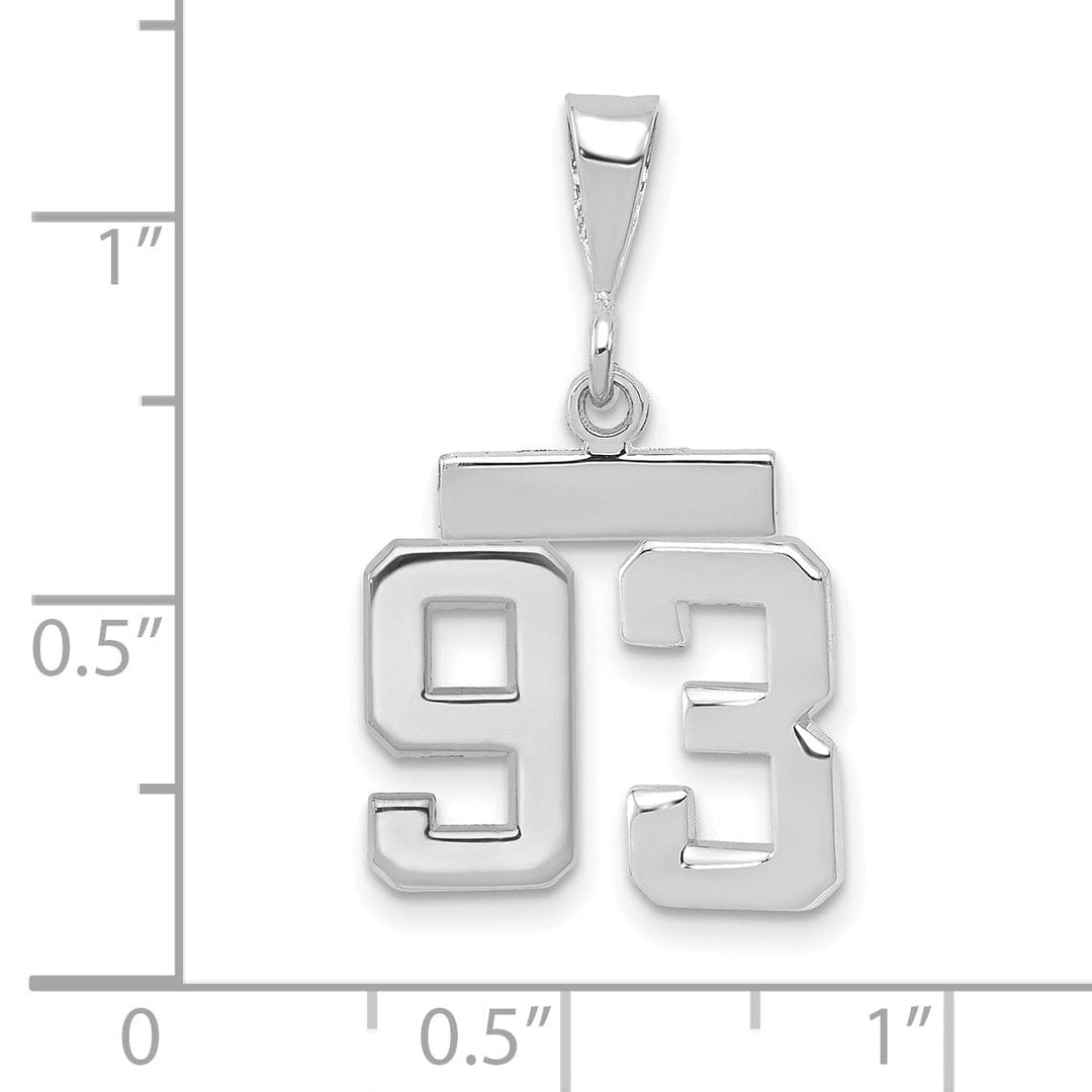 Lovely Rita's Pendants & Charms 14k White Gold Polished Finish Small Size Number 93 Charm Pendant
