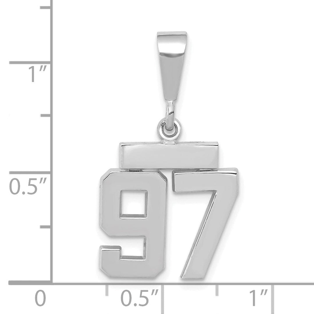 Lovely Rita's Pendants & Charms 14k White Gold Polished Finish Small Size Number 97 Charm Pendant