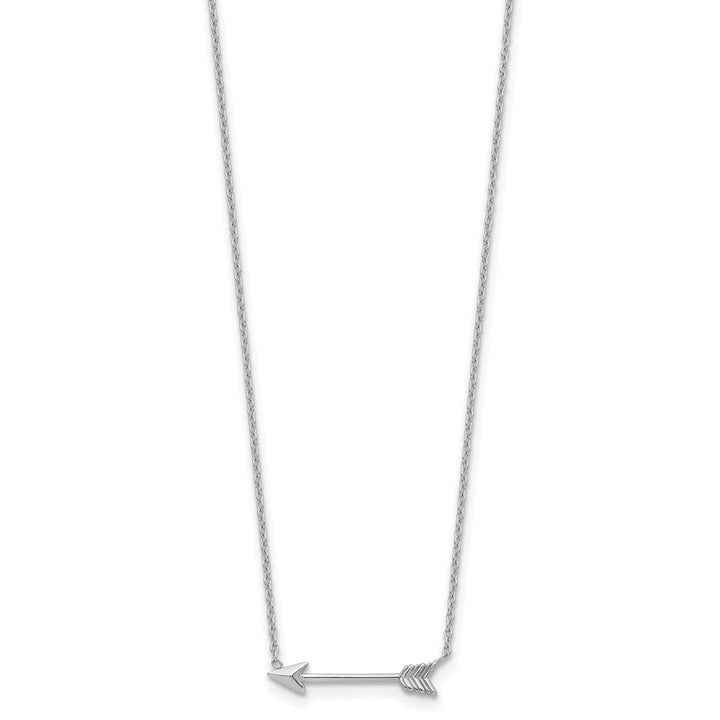 Lovely Rita's Pendants & Charms 14k White Gold Polished Finish Soild Arrow Pendant Design in a 17-Inch Curb Link Chain Necklace Set