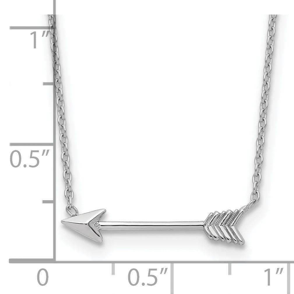Lovely Rita's Pendants & Charms 14k White Gold Polished Finish Soild Arrow Pendant Design in a 17-Inch Curb Link Chain Necklace Set