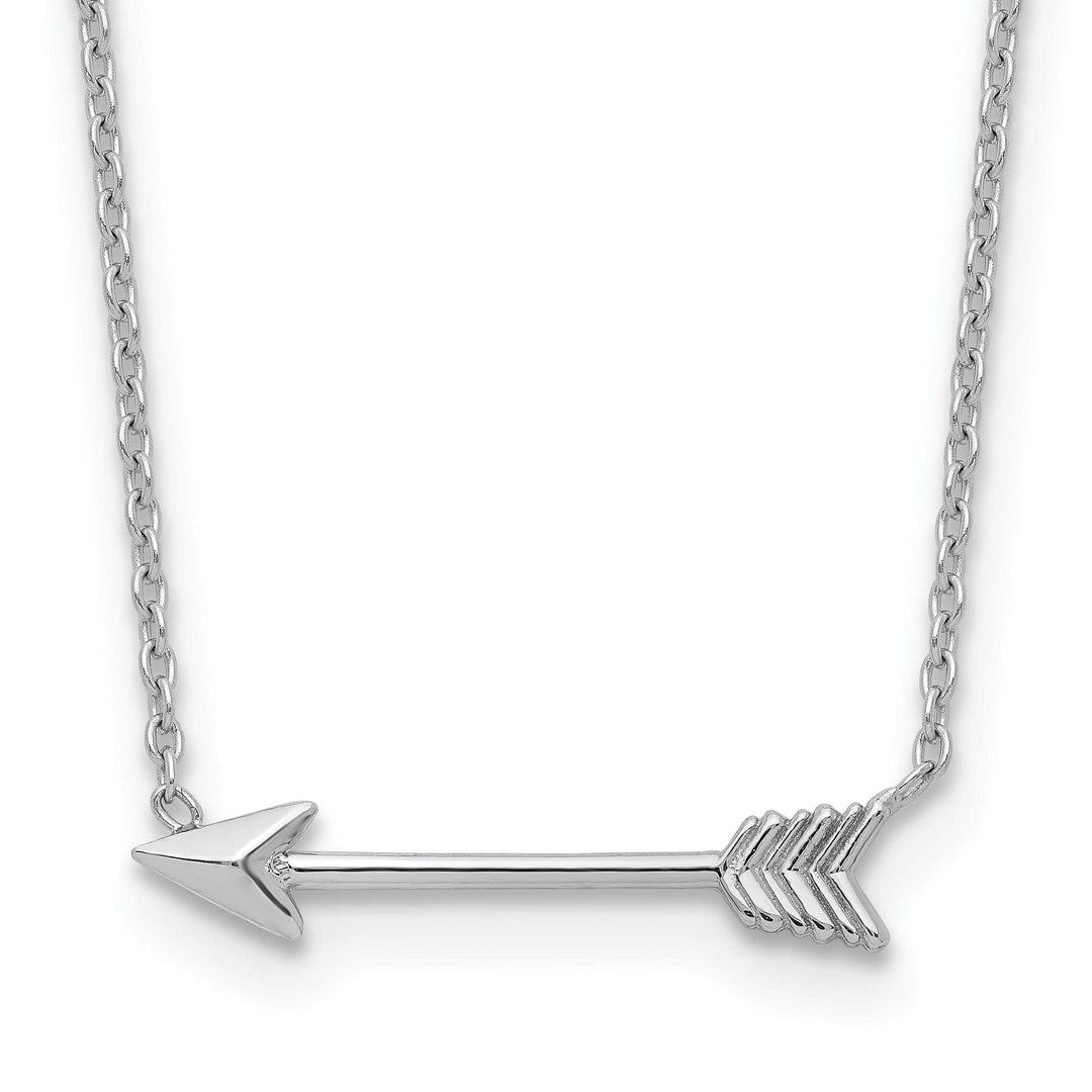 Lovely Rita's Pendants & Charms 14k White Gold Polished Finish Soild Arrow Pendant Design in a 17-Inch Curb Link Chain Necklace Set