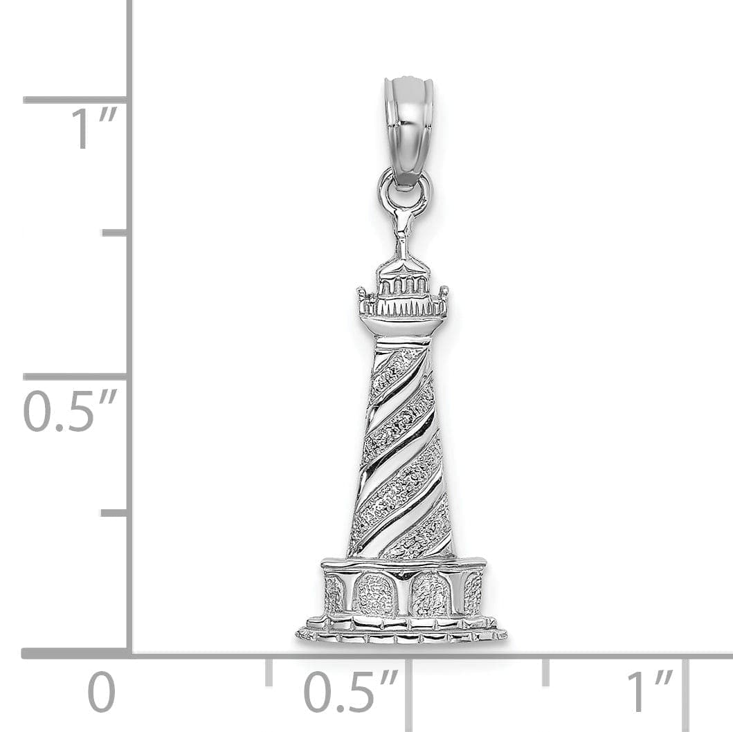 Lovely Rita's Pendants & Charms 14K White Gold Polished Finish Solid 2-Dimensiona Cape Hatteras Lighthouse Charm