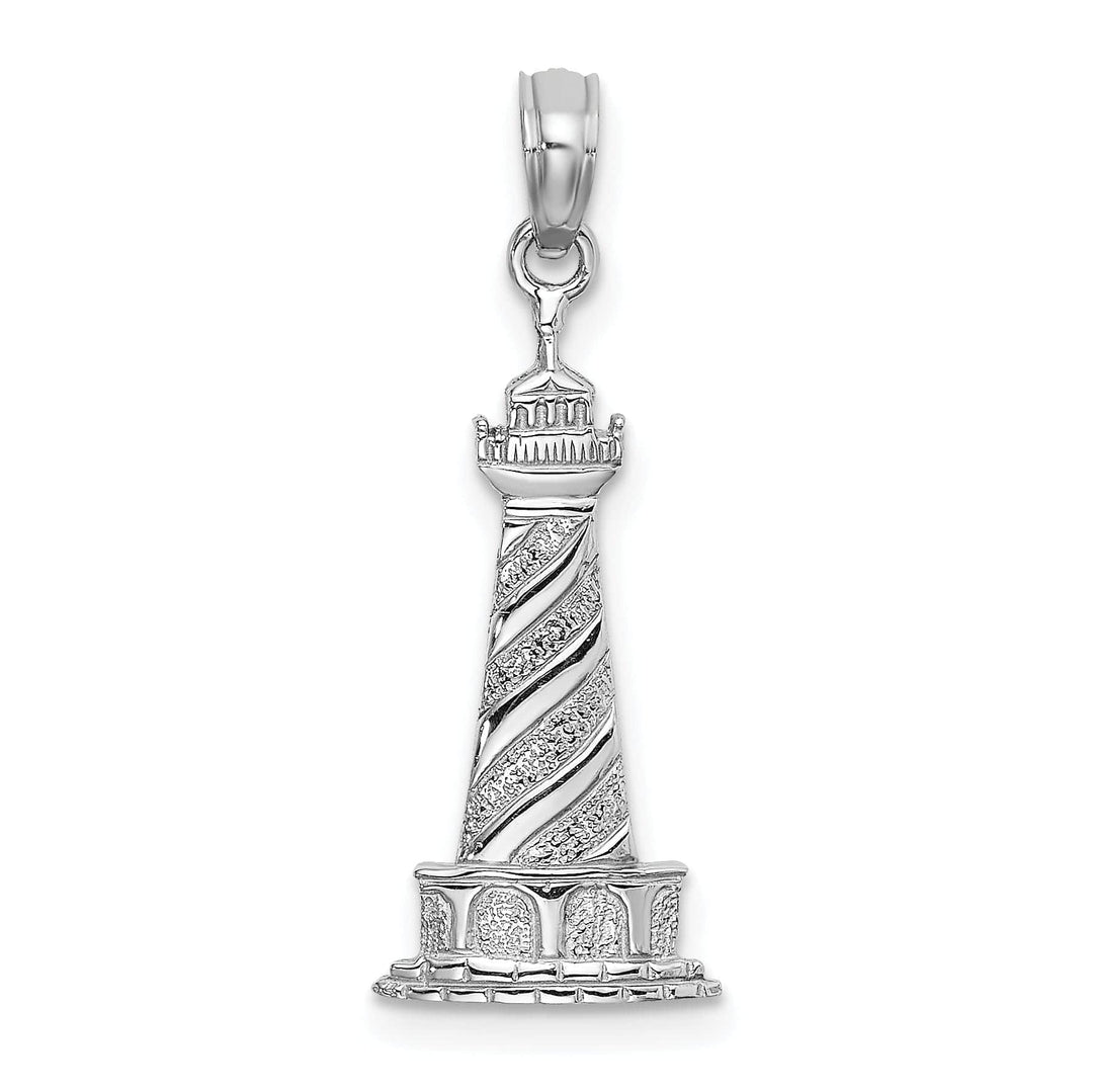 Lovely Rita's Pendants & Charms 14K White Gold Polished Finish Solid 2-Dimensiona Cape Hatteras Lighthouse Charm