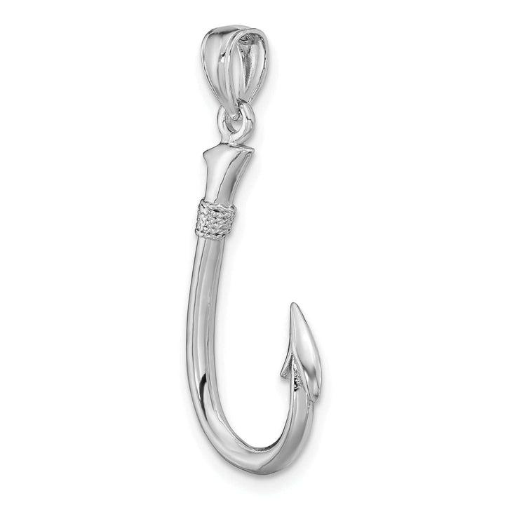 Lovely Rita's Pendants & Charms 14k White Gold Polished Finish Solid 3-Dimensional Fishing Hook Charm Pendant