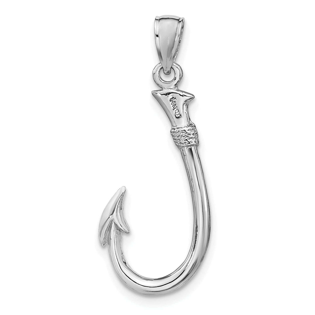 Lovely Rita's Pendants & Charms 14k White Gold Polished Finish Solid 3-Dimensional Fishing Hook Charm Pendant