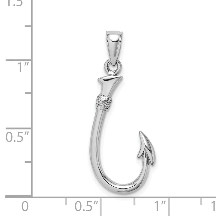 Lovely Rita's Pendants & Charms 14k White Gold Polished Finish Solid 3-Dimensional Fishing Hook Charm Pendant