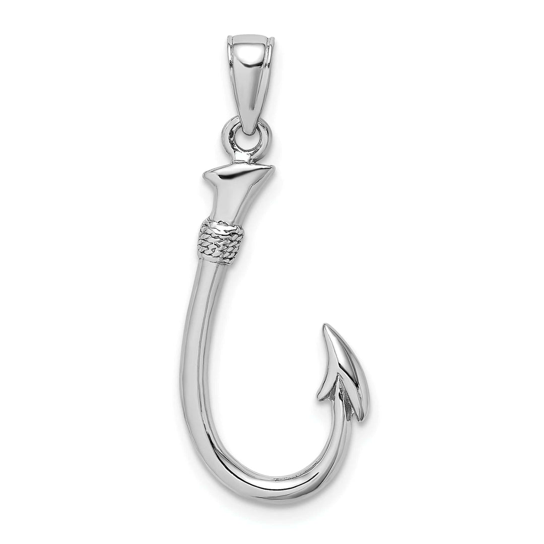 Lovely Rita's Pendants & Charms 14k White Gold Polished Finish Solid 3-Dimensional Fishing Hook Charm Pendant