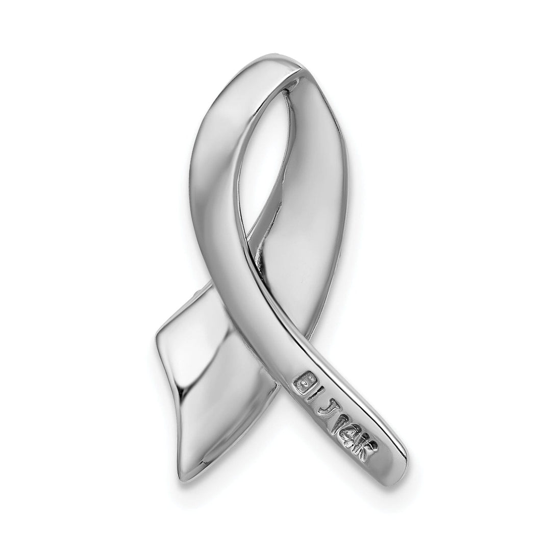 Lovely Rita's Pendants & Charms 14K White Gold Polished Finish Solid Awareness Ribbon Design Omega Slide Pendant
