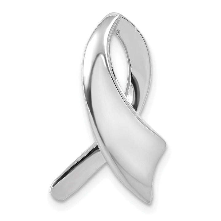Lovely Rita's Pendants & Charms 14K White Gold Polished Finish Solid Awareness Ribbon Design Omega Slide Pendant