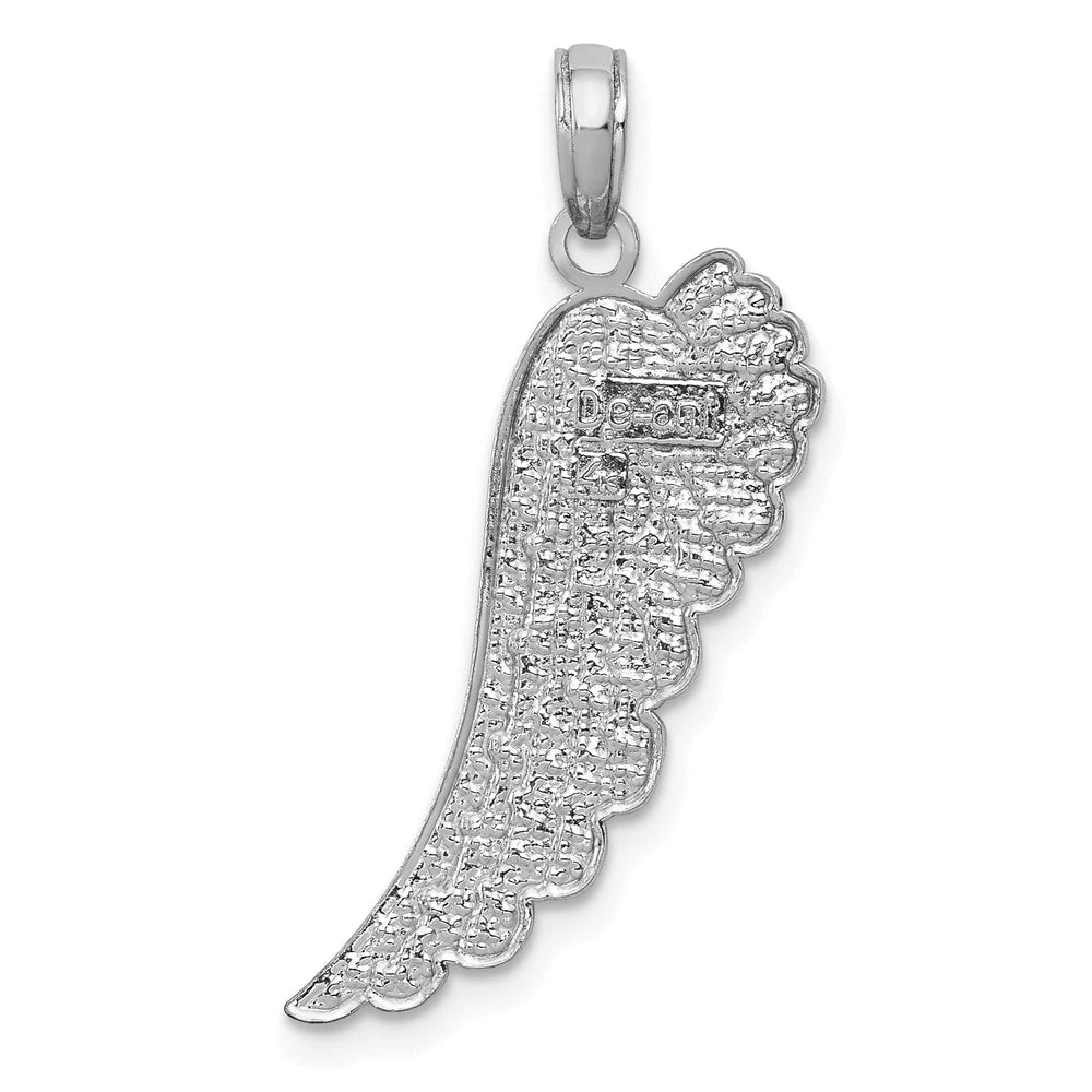 Lovely Rita's Pendants & Charms 14K White Gold Polished Finish Solid Closed Back Angel Wing Pendant