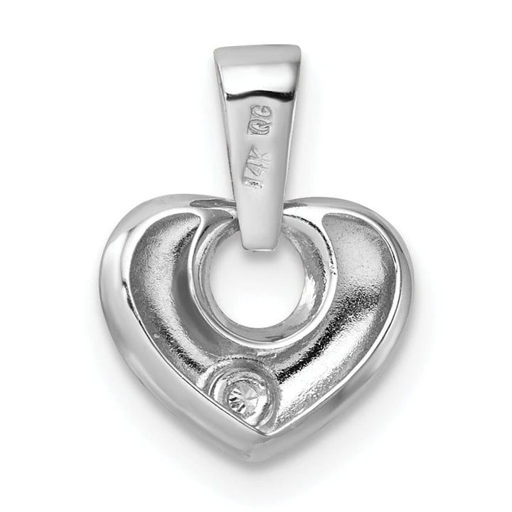 Lovely Rita's Pendants & Charms 14k White Gold Polished Finish Solid Cubic Zirconia 3-Dimensional Modern Style Heart Design Charm Pendant