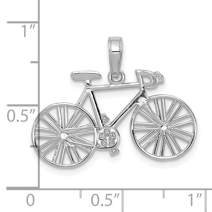 Lovely Rita's Pendants & Charms 14K White Gold Polished Finish Solid Open Back Bicycle Charm Pendant
